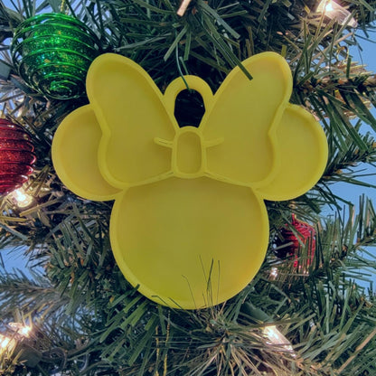 Minnie Mouse Face Ears Shape Yellow Christmas Ornament Made in USA PR4884