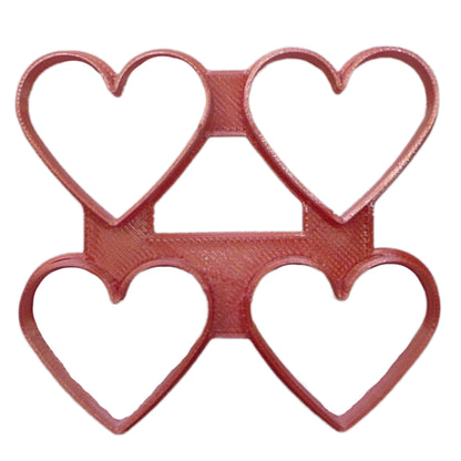 Multi Heart Shape 2x2 Grid 4 Outlines Total Cookie Cutter Made in USA PR4939