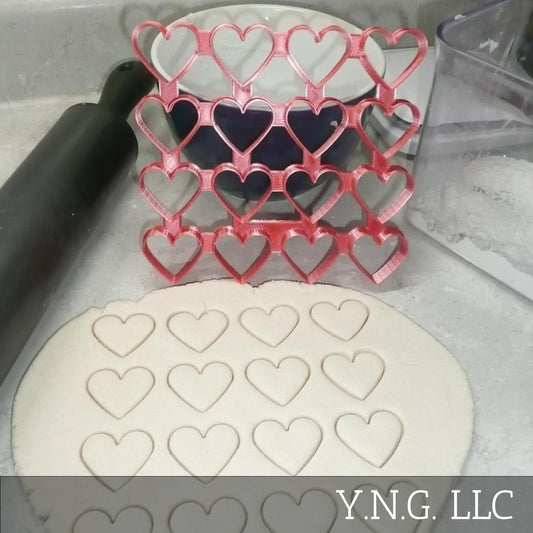 Multi Heart Shape 4x4 Grid 16 Outlines Total Cookie Cutter Made in USA PR4949