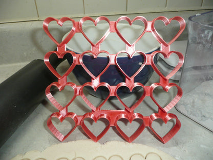 Multi Heart Shape 4x4 Grid 16 Outlines Total Cookie Cutter Made in USA PR4949