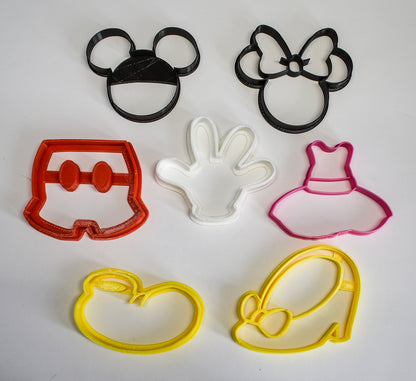 Mickey And Minnie Mouse Cartoon Characters Set of 7 Cookie Cutters USA PR577