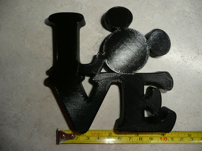 LOVE Word Quote With Mickey Mouse Face Head Black Made in USA PR761