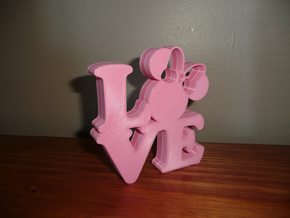 LOVE Word Quote With Minnie Mouse Face Head Pink Made in USA PR819