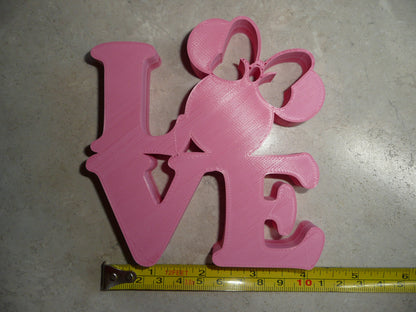 LOVE Word Quote With Minnie Mouse Face Head Pink Made in USA PR819