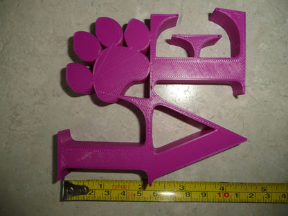 Love Word With Paw Print Table Shelf Home Decor Purple Made In USA PR859