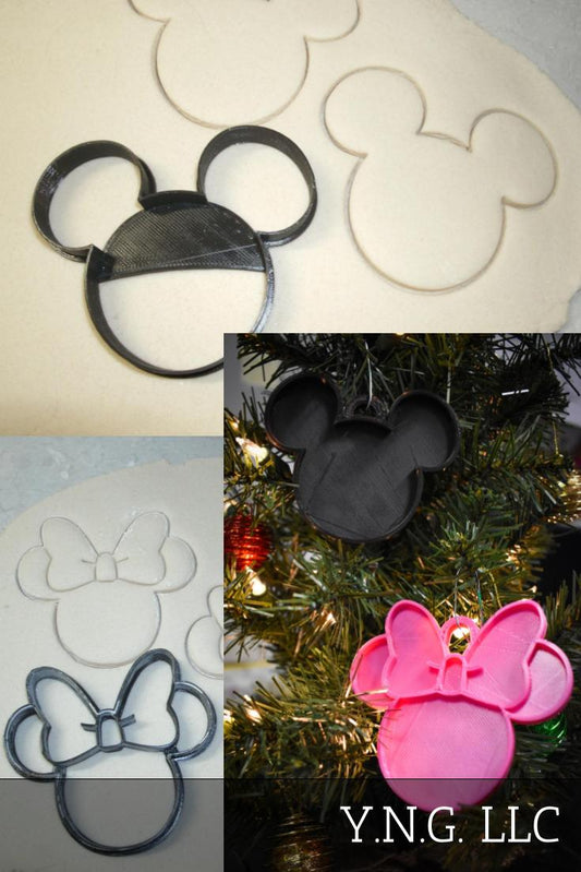 Mickey And Minnie Cookie Cutters And Hanging Ornaments Set Of 4 USA PR1121