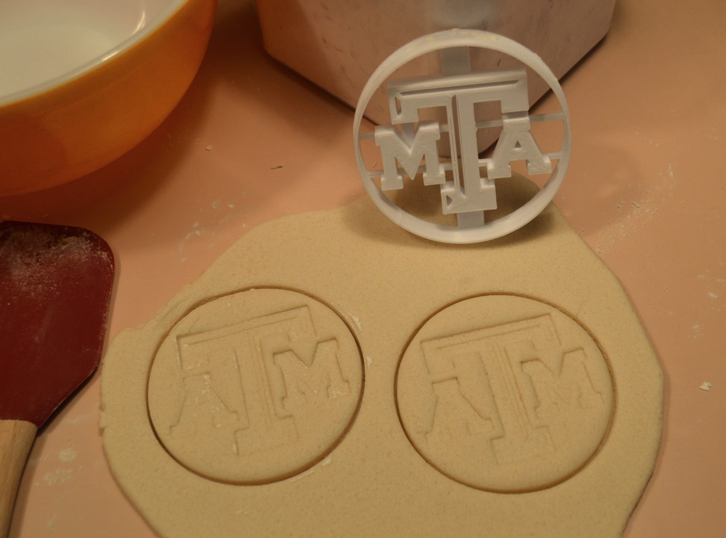 Texas A&M University Imprint in Circle Sports Cookie Cutter Made in USA PR2632