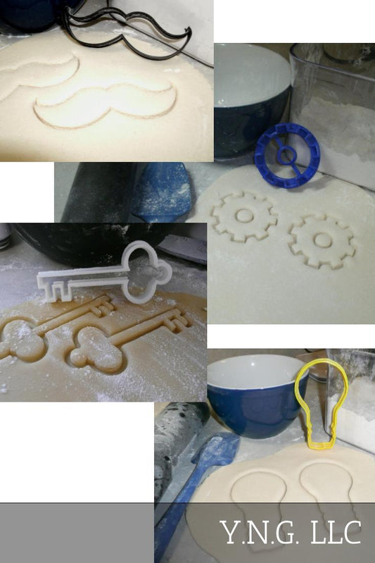 Steampunk Victorian Key Gear Mustache Set Of 4 Cookie Cutters USA PR1009