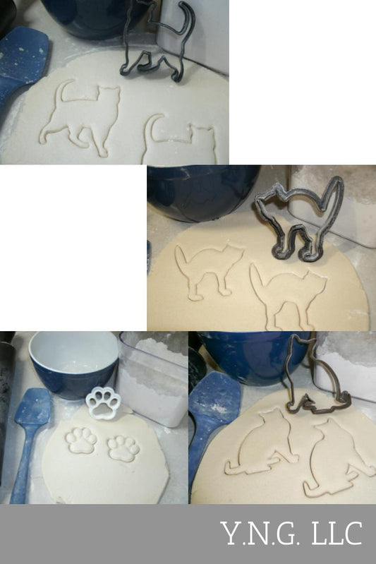 Cat Lover Cats Kitten Kitty Paw Print Set Of 4 Cookie Cutters USA PR1040