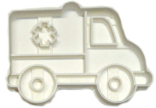 6x Ambulance Vehicle Fondant Cutter Cupcake Topper Size 1.75" USA FD2605