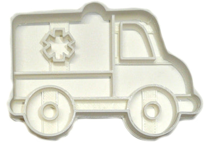 6x Ambulance Vehicle Fondant Cutter Cupcake Topper Size 1.75" USA FD2605