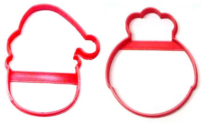 Santa And Mrs Claus Round Faces Outlines Set Of 2 Cookie Cutters USA PR1542