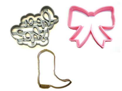 Boots Or Bows Gender Reveal Baby Shower Set Of 3 Cookie Cutters USA PR1198