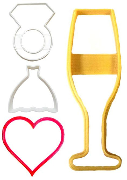 Bridal Shower Wedding Party Toast Set Of 4 Cookie Cutters USA PR1166