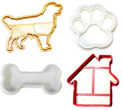 Doghouse Dog House Paw Print Bone Pet Set of 4 Cookie Cutters USA PR1265