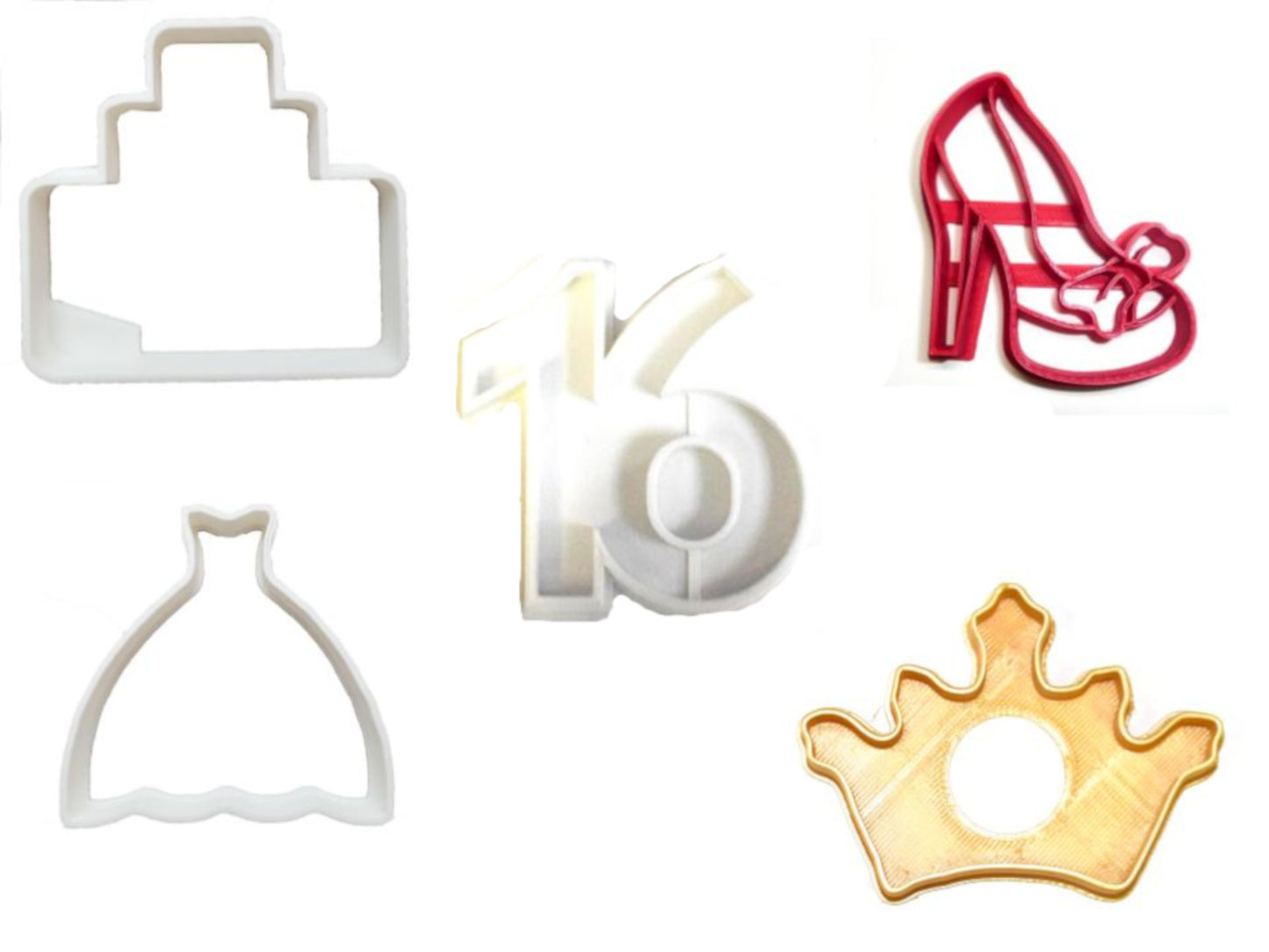 Sweet 16 16th Birthday Teen Girl Party Set Of 5 Cookie Cutters USA PR1183