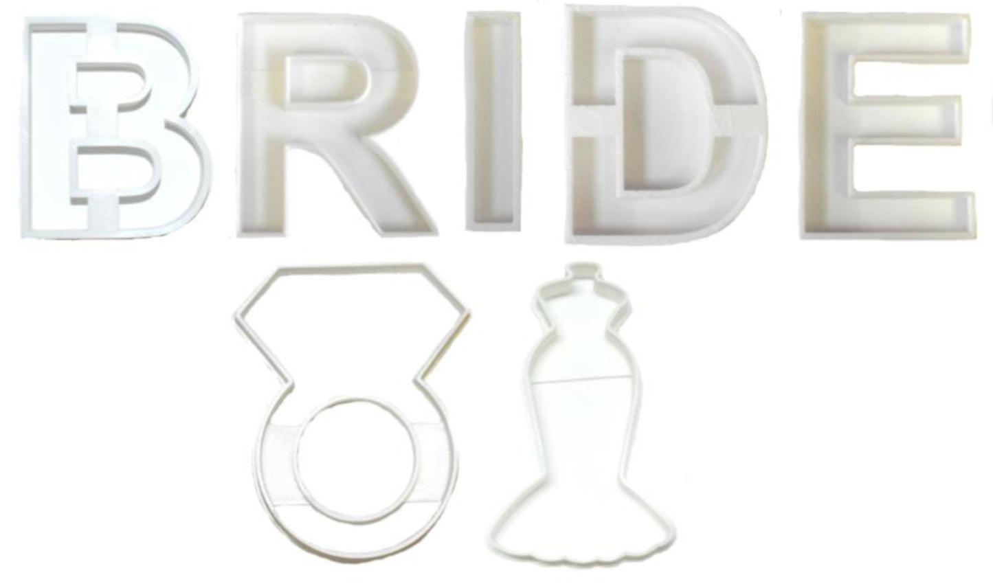 Bride Letters B R I D E Bridal Wedding Shower Set Of 7 Cookie Cutters USA PR1283