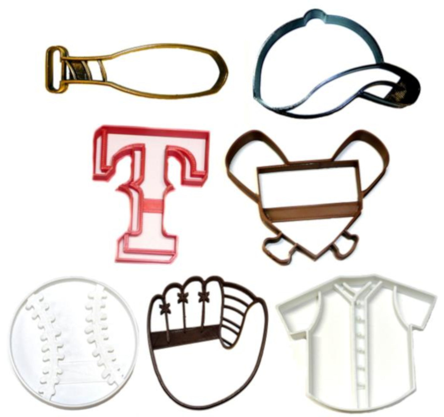 Texas Rangers T Logo MLB Baseball Team Set Of 7 Cookie Cutters USA PR1269