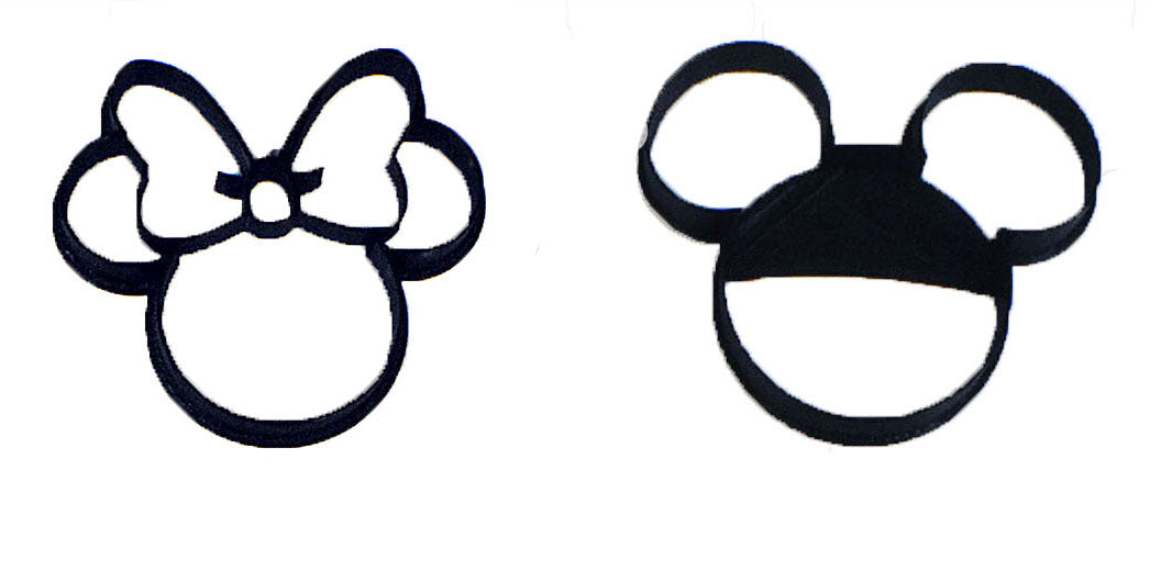 Mickey and Minnie Mouse Head Ear Outlines Set Of 2 Cookie Cutters USA PR1017