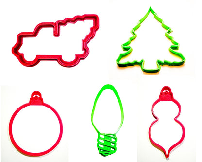 Christmas Tree Truck Ornaments Holiday Set Of 5 Cookie Cutters USA PR1114