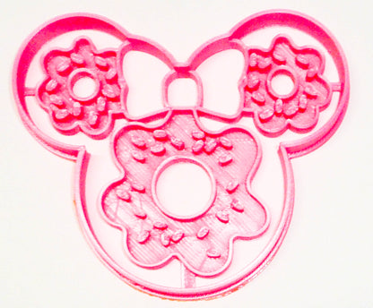 6x Minnie Mouse Donut Head Fondant Cutter Cupcake Topper 1.75 IN USA FD3310