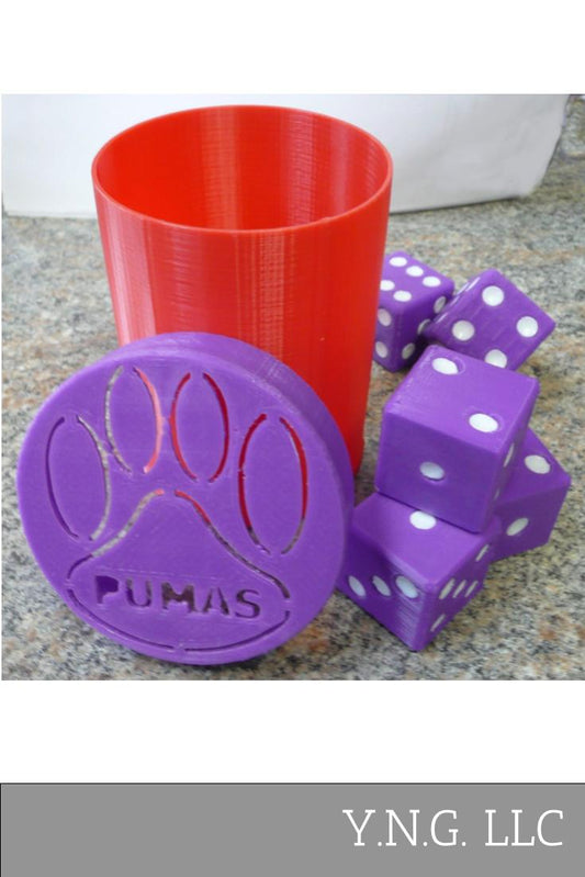 Saint Josephs College SJC Pumas Dice Game with Container Made in USA PR862
