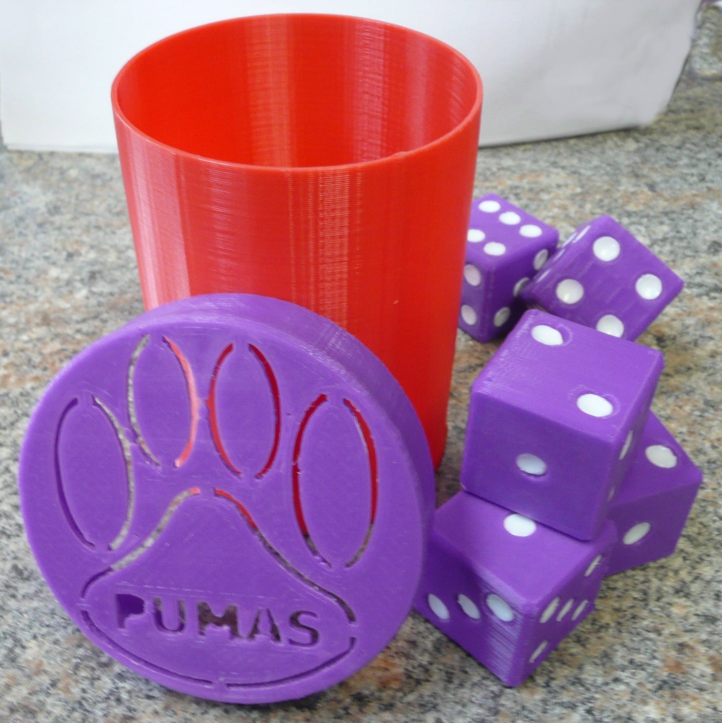 Saint Josephs College SJC Pumas Dice Game with Container Made in USA PR862