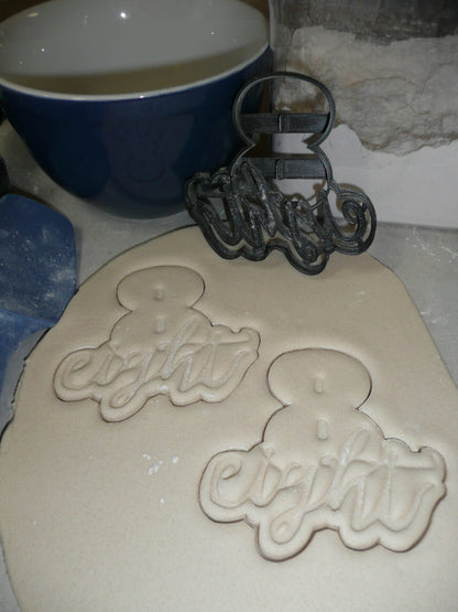 Number Eight 8 With Word Birthday Anniversary Cookie Cutter USA PR2409
