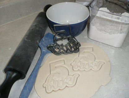 Number Five 5 With Word Birthday Anniversary Cookie Cutter USA PR2406